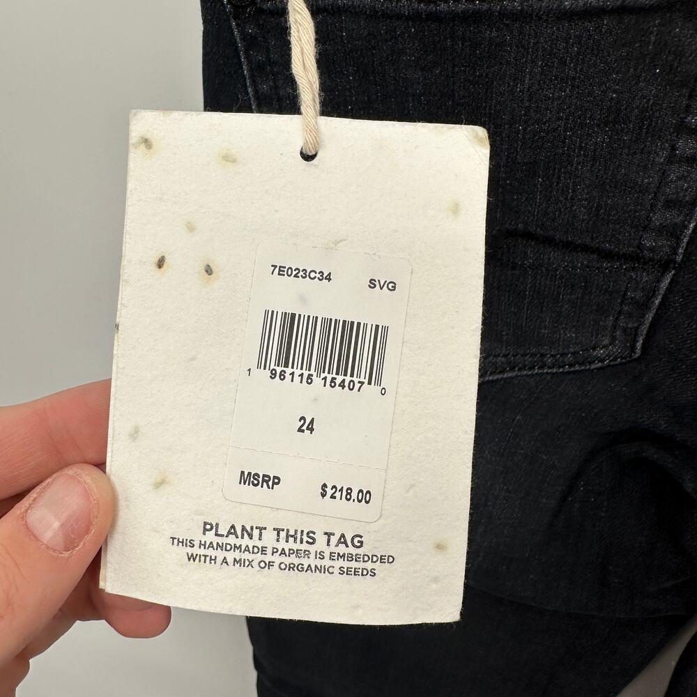 7 FOR ALL MANKIND NWT High Waist Super Skinny Dark Jean in Savage // 24 - Picture 8 of 14